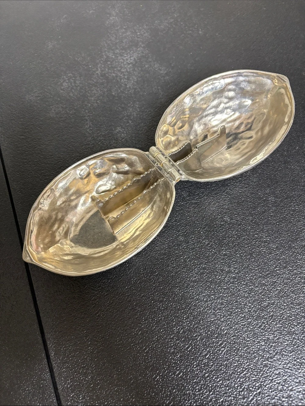 Silver Walnut-Shaped Decorative Nut Cracker Holiday